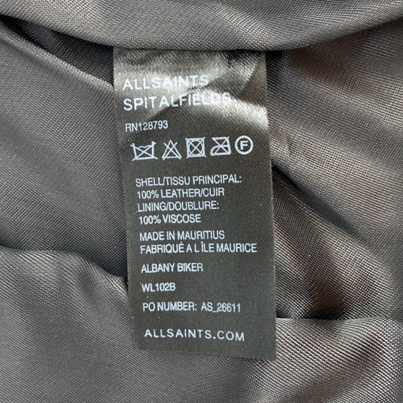 All Saints Albany Moto Jacket Black Leather Gray Sleeves Biker Grunge Size 4 NEW - Picture 6 of 14
